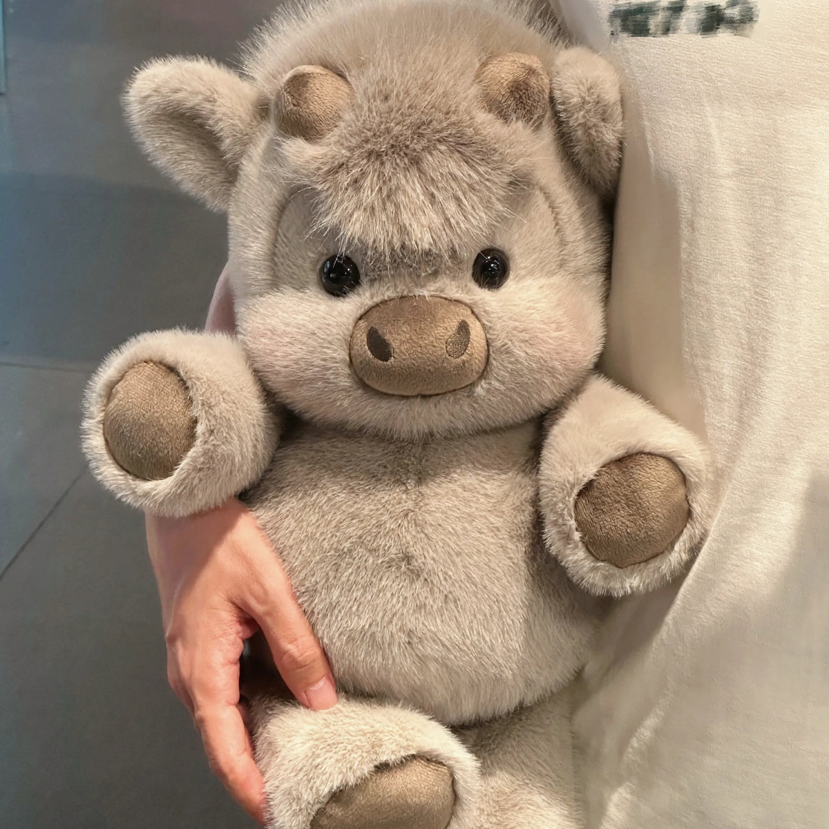 Cute-Running-Highland-Cow-Plush-Gray-Bean - Cubforest
